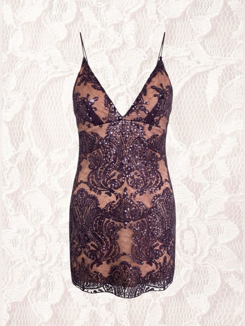 Free People Purple Sequin & Lace Mini Dress – Size 2